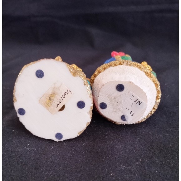 Pair Glittery Enamel Christmas Trinket Box with Clasp Santa Snowman W/Cardinal - Picture 9 of 9